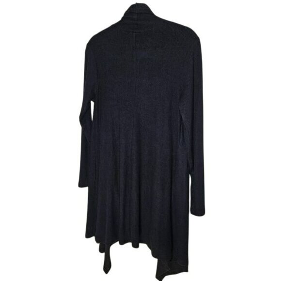 Logo Lounge Lori Goldstein Womens Black Ribbed Open Front Cardigan Sweater S - Picture 2 of 12